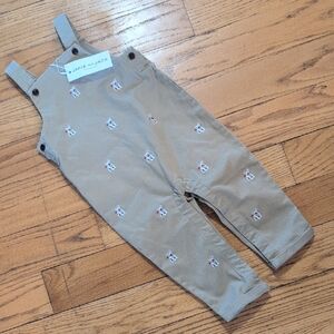 Janie and Jack Tan Kids Overalls with Embroidery